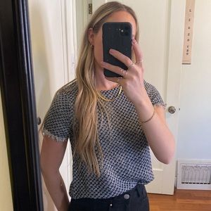 Frayed edge blouse tee shirt